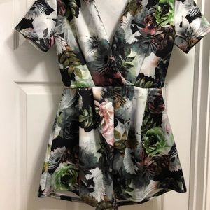 Short sleeved floral romper